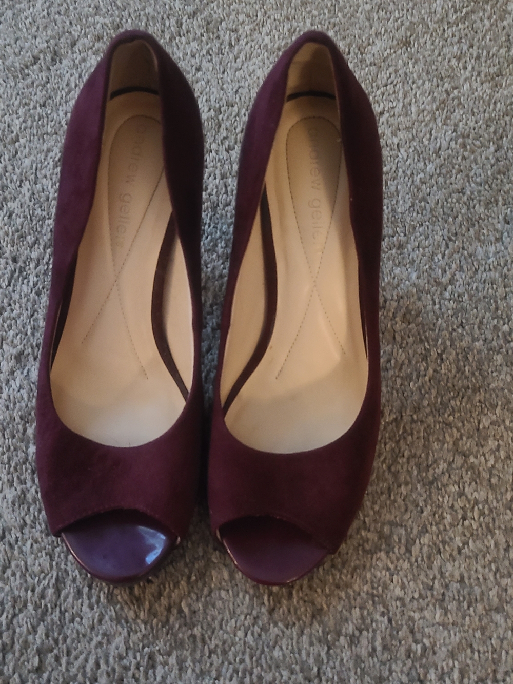 Women's Plum Suede Peep-Toe Heels